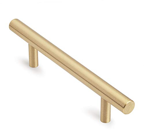 5 Stück Solide Messing Schrankgriffe Dekorative Gold Möbelgriffe Schrank Knöpfe (100mm Gesamtlänge, 64mm Lochmitte)