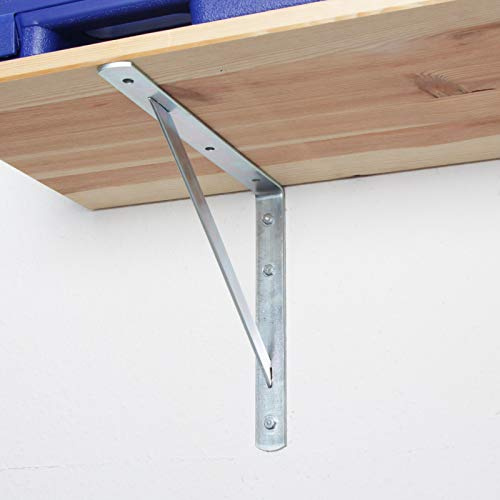 PRIOstahl® Schwerlastträger verzinkt | REGALTRÄGER mit Schrauben & DÜBEL | 200 x 250 mm | Winkelträger Metall | Schwerlastkonsolel | Regalwinkel | Regalhalter (4 Stück)