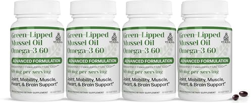 TURNER New Zealand Green Lipped Omega-3 Mussel Oil, 53x Higher Potency with UAF1000+ Antioxidant, No Fishy Aftertaste, 4 Bottles, 240 Softgels