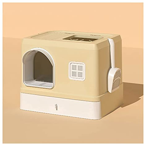 luckxuan Cajas de Arena Caja de Arena de Gato de Moda y novedosa Totalmente Cerrada de Arena Grande y Salpicaduras de cajón a Prueba de Salpicaduras de Gato para Gatos Arenero ​Gatos (Color : Yellow)
