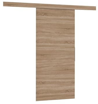 Mirjan24 Schiebetürsystem Multi 80 mit Selbstschließer (Sonoma) | Komplettes Schiebetür-Set mit Aluminiumgriff und Metall-Laufsystem, wahlweise links oder rechts montierbar