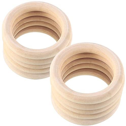 Yicare 10 Stück Baby Holzringe Zum Basteln, 70mm Baby Kinderkrankheiten Ring Wood Teether Zahnen Ringe für Babys Kinderpflege, Holz Armband DIY Handwerk