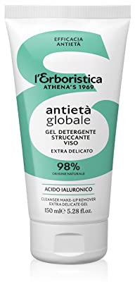 L'Erboristica Athena's – Antietà Globale - Gel Detergente Viso Antietà Extra Delicato - Struccante Viso Naturale con Acido Ialuronico – 150 ml