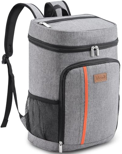 Lifewit 22L Kühlrucksack Auslaufsichere Kühltasche Rucksack wasserdichte Picknickrucksack Isolierte Lunchtasche für Männer Frauen Arbeit Picknicks Strand Camping Reisen Outdoor-Aktivitäten, Grau