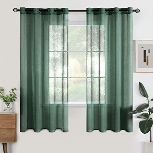 Woaboy Voile Kurz Gardinen Vorhänge Ösen 2er 140x145cm | Voile Gewebe für Wohnzimmer und Schlafzimmer, transparent, leicht und dekorativ für moderne Fenster.