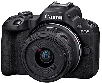 Canon EOS R50 + RF-S18-45mm F4.5-6.3 is STM Lens Mirrorless Camera Vlogging Camera, 24.2 MP, 4K Video, Subject Detection & Tracking, Compact, Smartphone Connection, Content Creator - Black