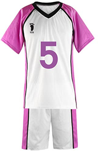 TWSTIV Shiratorizawa High School Cosplay Volleyball Jersey Shirt Shorts Kostüm Uniform (Nr. 5 Guess Monster, XL)