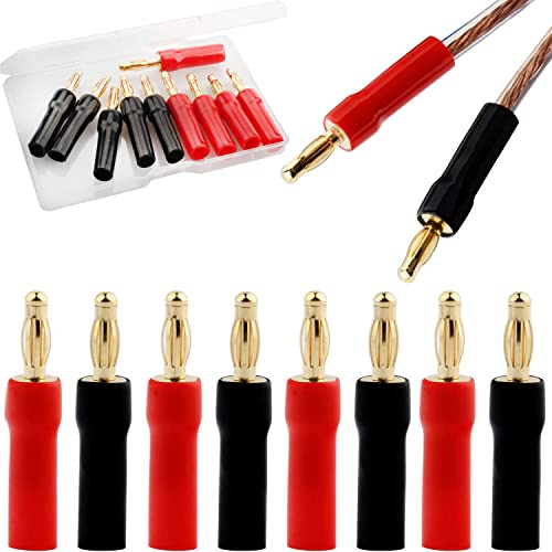 RUNCCI-YUN (5 Paar / 10 Stück Bananenstecker, 4mm Lautsprecherstecker, 24K Vergoldet, für Lautsprecherkabel HiFi-Boxen & Verstärker)