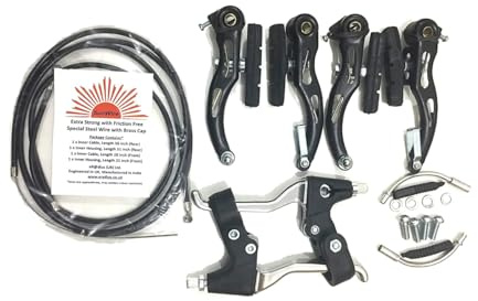 AARNAV Complete V Brakes Set, Calipers, Alloy Levers, Cables, V Brake Fixings Suitable for All Bikes (V Brake Set with Accessories & Cables Set & Alloy Lever Set)