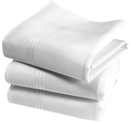 Mouchoirs Blancs Femme Premium 100% Coton Peigné - 35cm x 35cm - 3 Pièces - Modèle P06