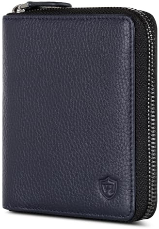 VON HEESEN Leder Geldbörse mit RFID-Schutz - Portemonnaie für Herren & Damen aus echtem Leder - Wallet mit Münzfach - Geldbeutel für Männer und Frauen in Blau
