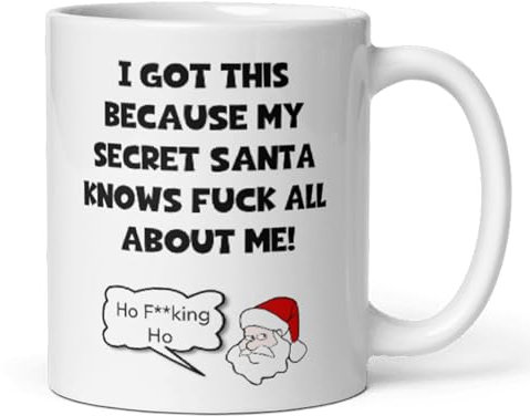 Confidently Quirky - Funny Secret Santa Know Fuck All About Me White Mug, Secret Santa For Men, Secret Santa Colleague Joke, Man Colleague Secret Santa Gift,