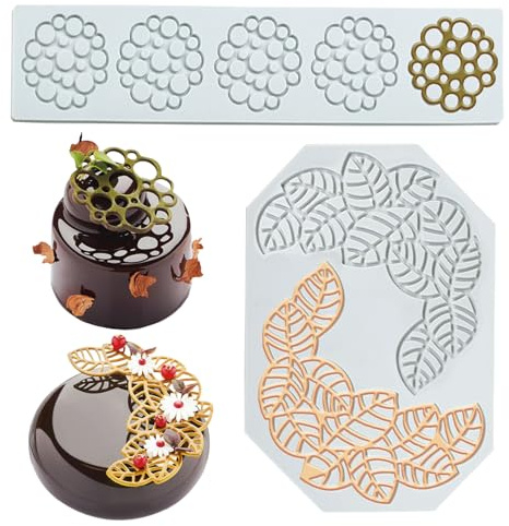 Zfseyuh 2 Stück Blätter Silikonform,Spitzen Fondant Formen Kuchen,Silikon-Spitzen-Matte,Kuchen Prägung Matte für für Harz,Seife,Süßigkeiten,Basteln,Kuchendekoration,Küche