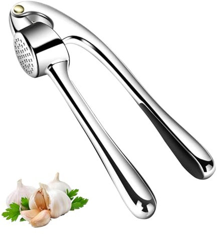 Knoblauchpresse, Knoblauchpresse Edelstahl, Knoblauchpressen Mit leicht zu drückendem Griff, Knoblauch Presse, Knoblauchschneider, Leicht Zu Reinigen, Praktische Küchenhelfer