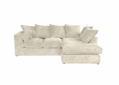 Ares Meble Ecksofa DIVERS rechts – 212 x 166 cm – 3-Sitzer L-Sofa mit Cord-Bezug – Beige