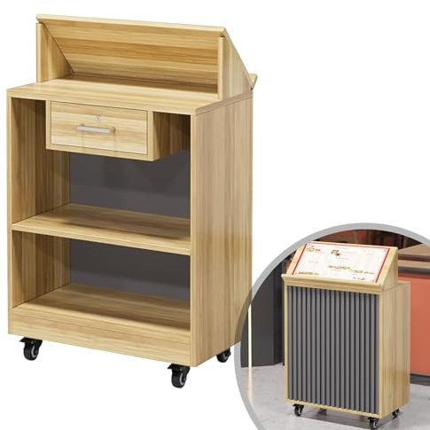 Bürotheke, Kleinen Bartheken Empfangstresen, Rezeptionstresen, Empfangstheke Mit Schubladen, Für Firmenhallen, Hotelrezeptionen,Bekleidungsgeschäften,Konditoreien, Obstgeschäften(Color:Wheeled version