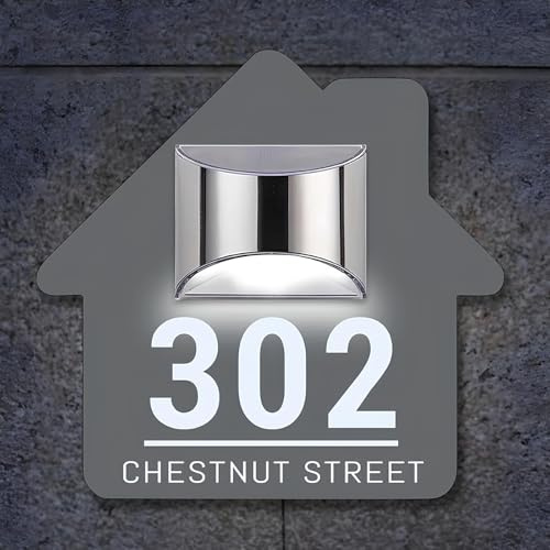 BeNsil Plaque de Maison Solaire Personnalisée,Numero de Maison Exterieur Solaire,Numéros De Maison, Adresses,Noms De Rue - LED Moderne pour Les Maisons, Les Hôtels.