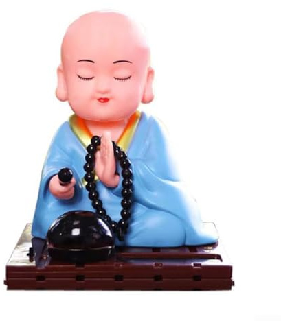 Hasaller Solar Dancing Figures Solar-Powered Bobble Shaking Head Dancing Toy Solar Dancing Monk Nodding Head Swing Toy Desk Car Decor Ornament Solar Shaking Monk Car Ornaments(Blue)