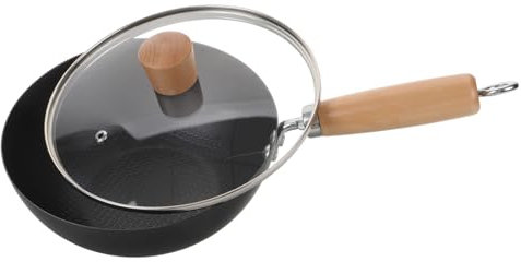 MAGICLULU Small Iron Wok Pan Lid for Kitchen Cooking Traditional Wok Design for Stir Fry and Frying for Small Meals at Home