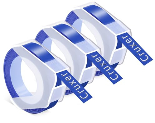 Cruxer 3er-Packung Kompatibel für Dymo 3D S0898140 520106 Blau Kunststoff Prägebändern Bänder, 9mm x 3m Schriftband Ersatz für 814580 1595GY 18577 20008CP Motex E-101 E-303 Beschriftungsger