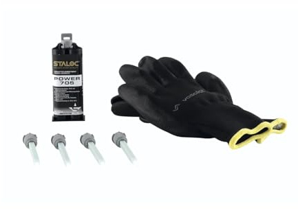 Staloc 2 Komponenten Kleber extra stark Power 705 - Kraftkleber für Metall, Stein, Glas & Keramik, Klebstoff 25ml transparent + 4x Statikmischer