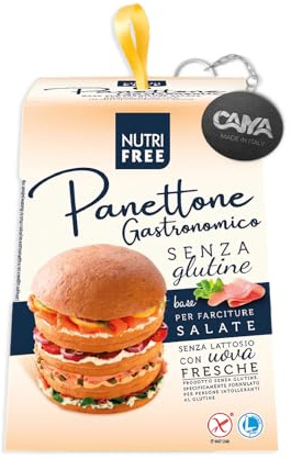 Nutri Free Panettone Gastronomico Senza Uvetta e Senza Scorze di Agrumi Canditi Senza Glutine e Senza Lattosio (Lactose & Gluten Free) 400g con Portachiavi CAIYA®