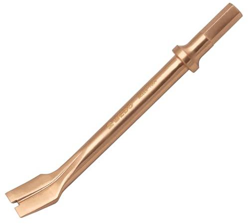 WEDO Marteau pneumatique anti-étincelles, burin à air plat, largeur de la pointe 20 mm, longueur 175 mm, tige hexagonale de 10 mm, burin poinçon, cuivre béryllium, non magnétique, norme DIN,