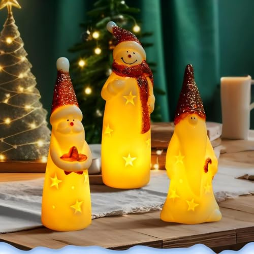 ACAREY Weihnachtsdeko Led Kerzen, Weihnachtskerzen Weihnachtsmann LED Kerzen Elektrische Led Candle Weihnachtsmann Beleuchtung LED Weihnachtsbeleuchtung Für Weihnachtsdeko Innen Tisch (Bunt)