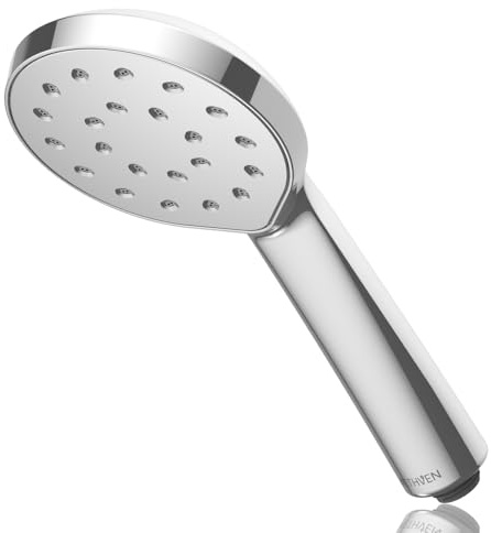 Methven Kiri MK2 Satinjet Energy Saving 8l/min Shower Head Chrome Finish - for Any Pressure Systems Low Or High - Water Saving ECO Performance - Silver Rain Shower Handset - KRHSCPUK