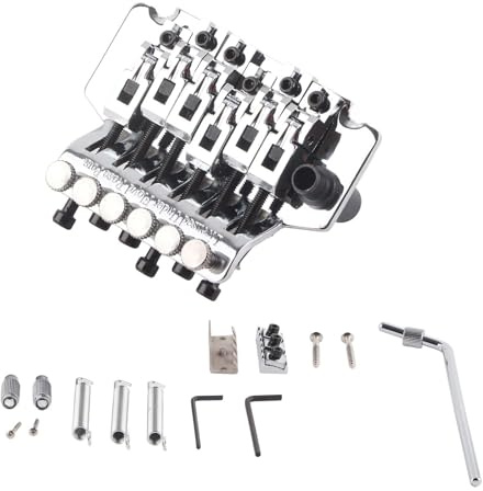 Cheotime Tremolo Bridge System, doppelte rockige Springstabilisator -Gerät für E -Gitarre für E -Gitarrenersatz (Silber)