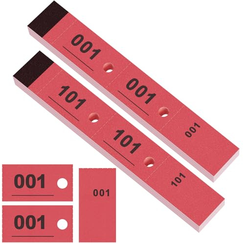 Nezyo 1-200 Doppelnummern Block Garderobenmarken Nummernblock Lose Tombola Nummeriert Garderobenmarken Garderoben Nummern Quittungsblock Zahlenblöcke für Garderobe Events Party Messen, 20 x 3 cm