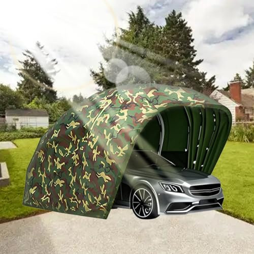 Mofgoe Stainless Steel Carport, Foldable Retractable Car Awning Protecting Auto From All Weathers, Car Shelter Tent Garage, for Bikes, Motorcycles, Outdoor Tools, Camouflage,SemiAutomatic,5.5*2.5*2.3m