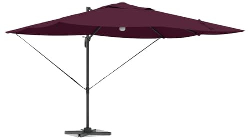 vidaXL Cantilever Roma Parasol Red and Black 352 x 251 x 265 cm, Adjustable Rectangular Terrace Parasol, Modern Outdoor Shade, UV-Resistant Garden Umbrella for Patio Sun Protection