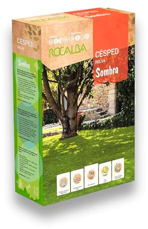 Semilla Césped Sombra 1 kg Rocalba | Rendimiento para 40 m2 | Fórmula SOMBRA para Zonas Sombrías | Césped Fino, Denso y Resistente | Bajo Mantenimiento | Ideal para Jardines con Sombra | Nexum Market
