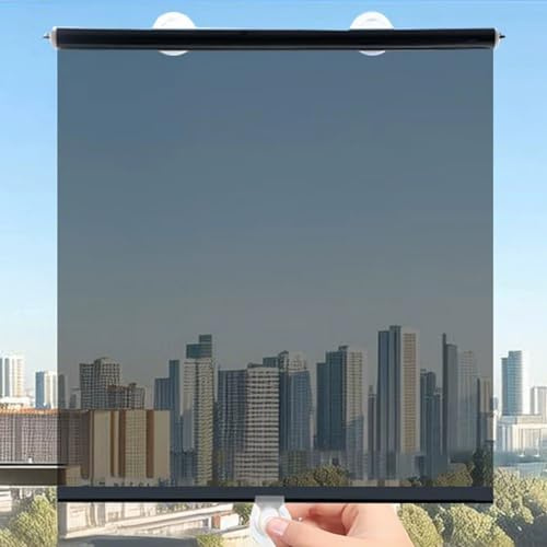 HUHJYUGE Suction Cup Window Shade for Home, Suction Cup Blinds for Glass Door, Suction Cup Window Shade Blackout, No Drill Cordless Blinds, Pull Down Room Darkening Window Shades (45x200cm)
