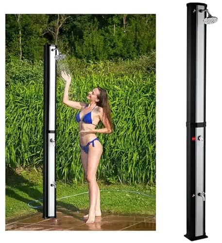 NZVZGKTNTW Douche Solaire exterieure Douche Solaire De Jardin, Tête Pivotante À 180° Et Robinet Lave-Pieds, Douche Spa De Piscine Autoportante, Régulation De l'eau Chaude Et Froide, 2,1 M