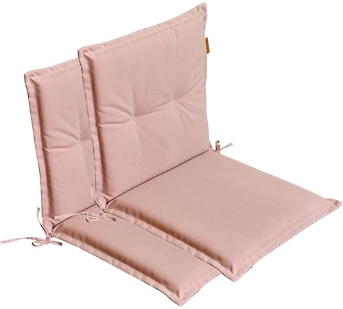 LILENO HOME Gartenstuhl Auflagen [2er Set - Niedriglehner] in Pfirsich | bequeme Liegen als Sitzauflagen für Gartenmöbel - Stuhlkissen für Gartenstühle und Klappstühle BAR
