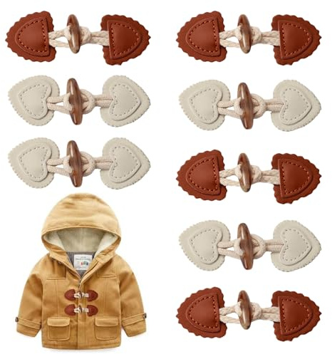 8 Stück Knebelknöpfe Knebelverschluss Knebelknöpfe Kinder Verschluss Beige und Braune Lederknöpfe für Jacke Pullover Mantel Kinderkleidung Mantel Oder Andere Handgefertigte DIY -Kleidung