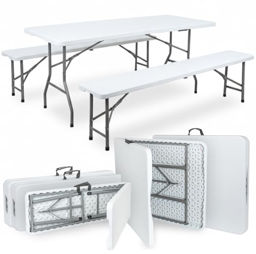 VOSS.garden Bierzeltgarnitur 180cm, 1x Tisch + 2X Bank, klappbar, Campingtisch