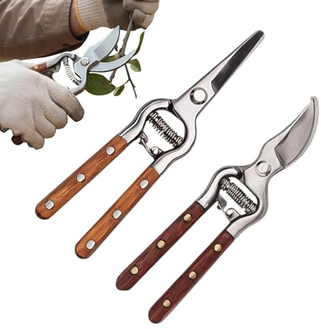 Gartenschere | vielseitiger manueller Bypassschneider | 2 Gartenscheren aus Edelstahl für Gartenarbeit im Freien | zum Beschneiden von Obstbäumen, Gärtnern und Blumengärtnern