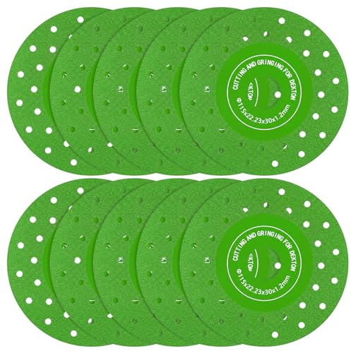 Zhehao 10 Pcs 4.5 Inch Diamond Cutting Discs Tile Cutter Saw Blade for Angle Grinder Thin, Chip-Free, Versatile Cutting Disc Ultra Saw for Porcelain Glass Ceramic Tile Marble(Multi Pore)