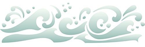 Stencil a forma di onda, 24,5 x 6,5 cm (M) – Riutilizzabile Sea Ocean Nautical Seashore Reef Border Wall Stencil Modello