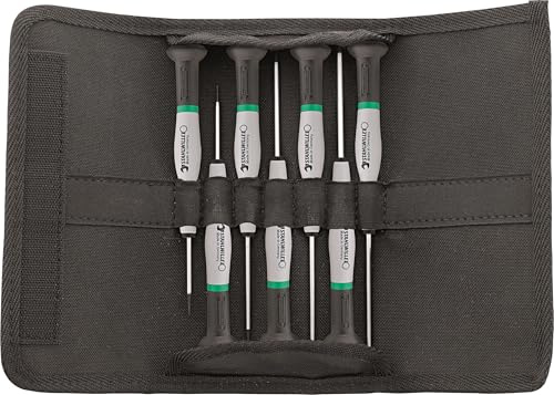 STAHLWILLE Nr. 4797 l Elektronikschraubendreher Set 7-teilig l für Schlitz- und Kreuzschlitzschrauben (PH) l in robuster Rolltasche l Made in Germany