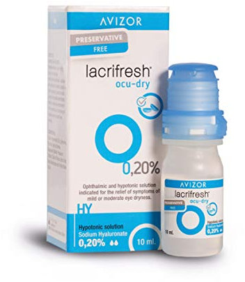 Avizor Lacrifresh Ocu-Dry 0.20%. Bottle of 10ml of Eye Drops to Relieve Symptoms of Eye Irritation.