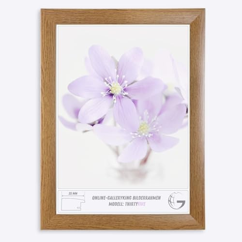 Online-GalleryKing OGK Thirtyfive Bilderrahmen 54x40 cm Eiche Rustikal mit MDF Holzrahmen vollummantelt, entspiegeltes Anti-Reflex Kunstglas und HDF Rückwand - Fotorahmen für Hoch- und Querformat