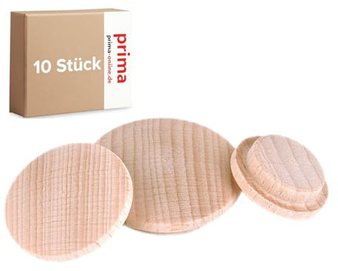 woplus Holzabdeckkappen Holz Abdeckkappen Buche unbehandelt Bohrloch 15mm [10 Stück] (Bohrloch 15MM [17.B15])