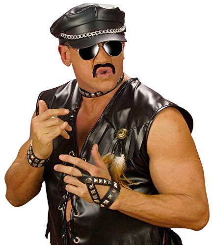 NET TOYS Extravagantes Rocker Kostüm-Set - Schwarz-Silber - Coole Unisex-Verkleidung Biker Halsband, Nieten-Armband und Fingerlose Handschuhe - EIN Blickfang für 80er-Party & Mottoparty