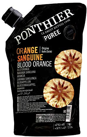 Food-United BLUT-ORANGEN SANGUINE PÜREE Frucht-Püree von Ponthier 1KG für Smoothie-Bowl-Sorbet-Quark-Saft-Cocktail-Schorle-Cornflakes ausgewähltes Obst höchster Qualität
