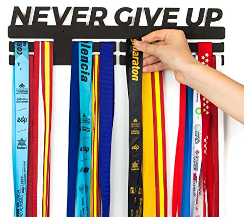 CONTRAXT Porte Medaille pendante. Support Medaille Porte médaille médaillier Sport Enfants Medal Holder Display (Never Give up, L)