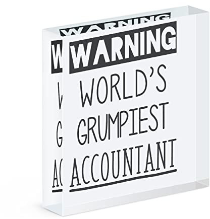 Gift Base Warnung World's Grumpiest Buchhalter Acryl Block Bilderrahmen